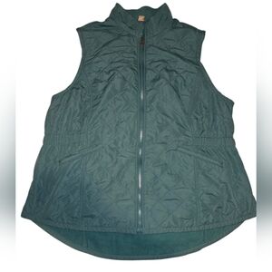 Bit And Bridle Womans Lightweight Zip Up Quilted Vest Size 2X Fleece Lined Green
